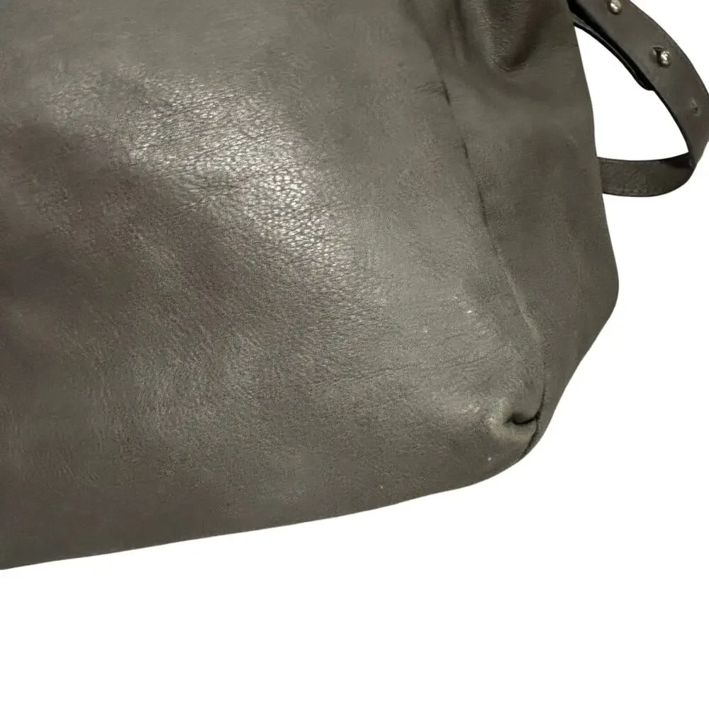 Garnet Hill Purse Gray Leather Made in Italy slouchy 2-way shoulder bag satchel